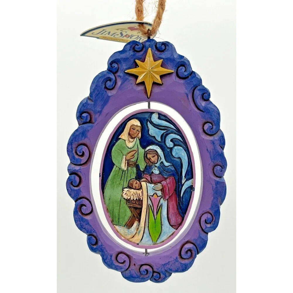 Jim Shore Heartwood‎ Creek Rotating Holy Family North Christmas Ornament 2016